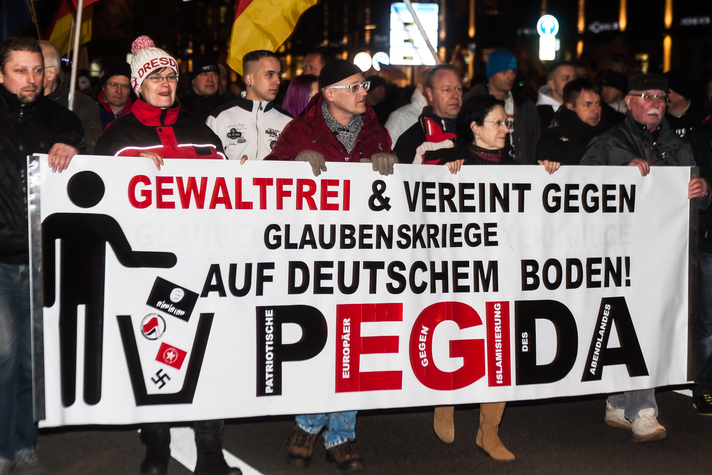 Pegida Demonstration in Dresden vom 02.03.2015 News Photo