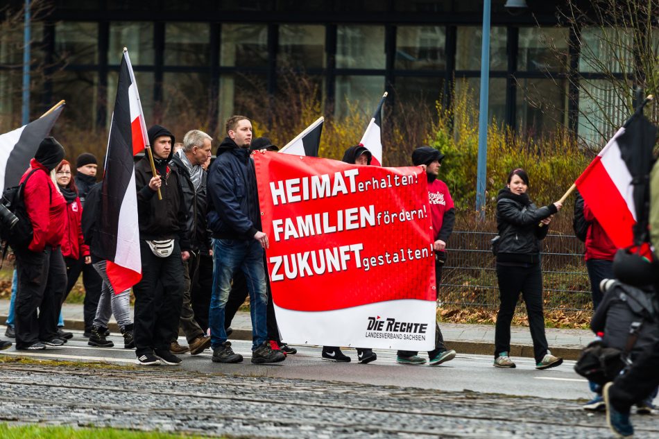 Demonstration der Neonazi Partei die Rechte in Leipzig